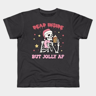 Dead inside but jolly af , Pink Christmas Kids T-Shirt